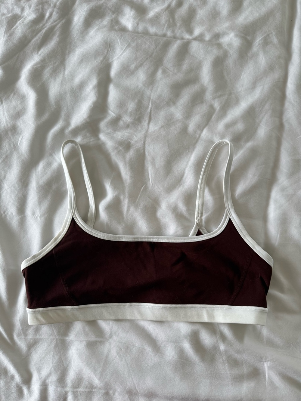 Athleta Burgundy Bralette with White Trim